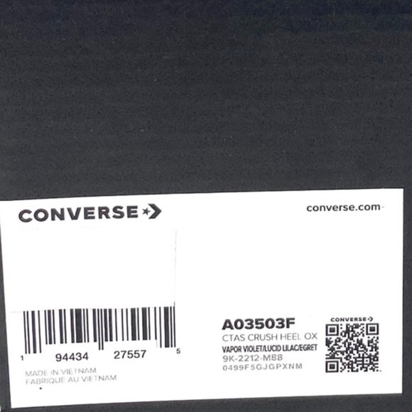 Converse Chuck Taylor Crush Heel Mule Sneakers Women's Low Violet Canvas A03503F - Picture 10 of 10